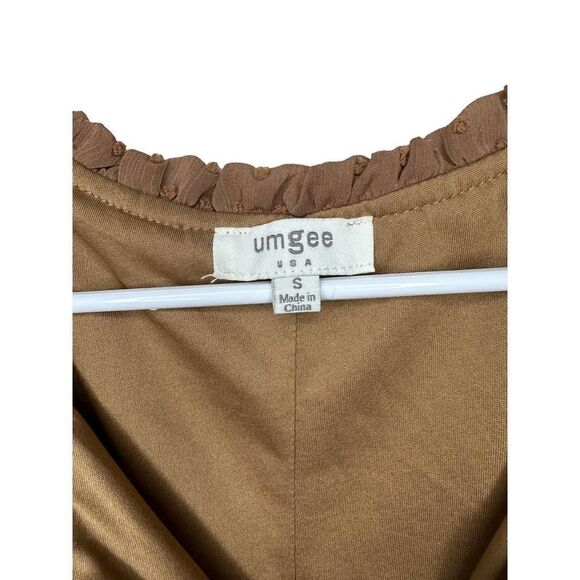 UMGEE Swiss Dot Brown Tiered Dress Size Small - Picture 4 of 5